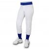 custom white with blue line softball pant