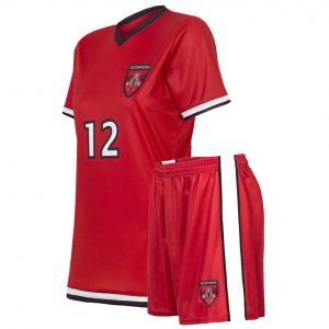 custom bright red soccer uniform