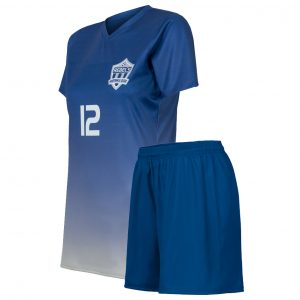 custom dark blue gradient soccer uniform