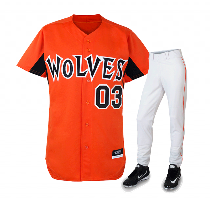 Orange and white baseball uniform