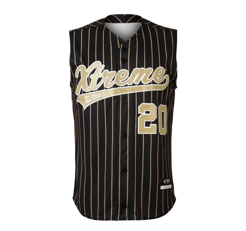 Black and gold baseball vest
