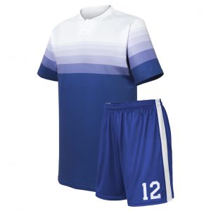 custom gradient white to blue socer uniform