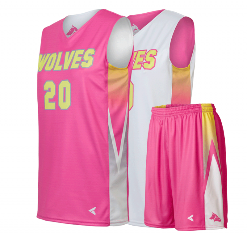 Baseball Uniform Wolves Pink White