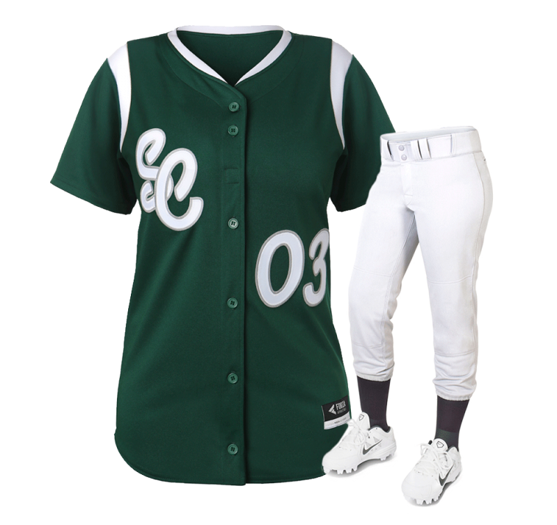 Classic dark green softball uniform