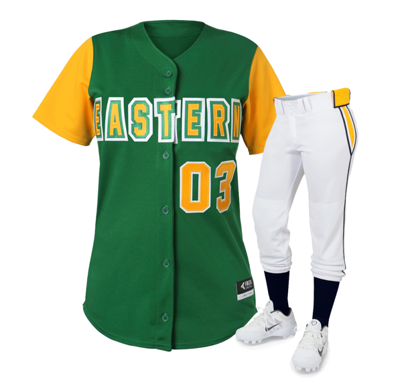 Black and Green with White Pant Softball Uniform