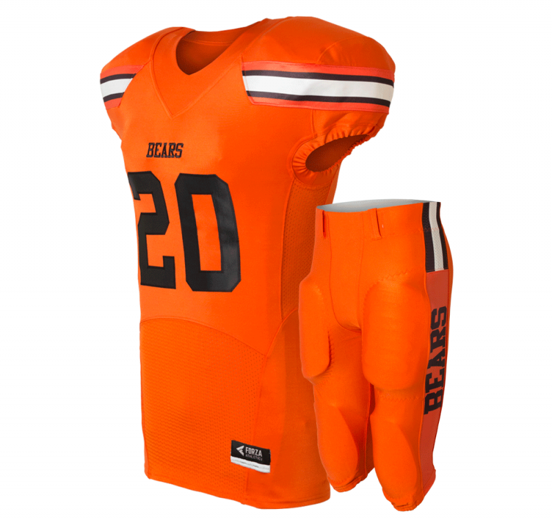 Custom Orange Football Uniform with white stripe line