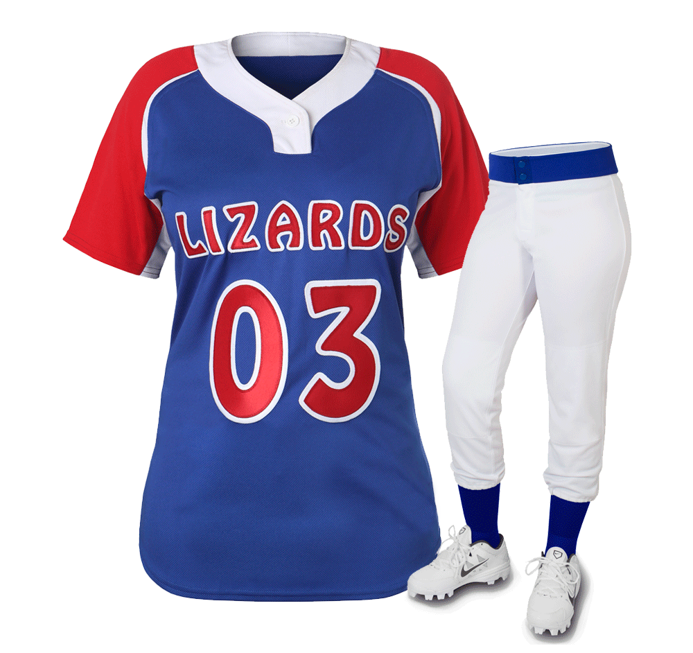 red white and blue softball jerseys