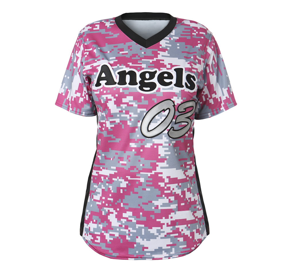 Custom Pink Softball Jersey White Black-Light Blue Two-Button Unisex -  FansIdea